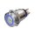 Metzler - Push button latching 19mm - LED Circular Illumination Blue - IP67 IK10 - Stainless steel - Domed - Soldering contacts