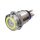 Metzler - Push button latching 19mm - LED Circular Illumination Yellow - IP67 IK10 - Stainless steel - Domed - Soldering contacts