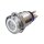 Metzler - Push button latching 19mm - LED Circular Illumination White - IP67 IK10 - Stainless steel - Domed - Soldering contacts
