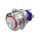 Metzler - Push button latching 25mm - LED Circular Illumination Red - IP67 IK10 - Stainless steel - Protruding - Soldering contacts