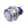 Metzler - Push button latching 25mm - LED Circular Illumination Blue - IP67 IK10 - Stainless steel - Protruding - Soldering contacts