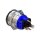 Metzler - Push button latching 25mm - LED Circular Illumination Blue - IP67 IK10 - Stainless steel - Protruding - Soldering contacts