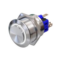 Metzler - Push button latching 25mm - LED Circular Illumination White - IP67 IK10 - Stainless steel - Protruding - Soldering contacts