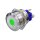 Metzler - Push button latching 25mm - LED Spotlight Green - IP67 IK10 - Stainless steel - Flat - Soldering contacts