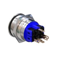 Metzler - Push button latching 25mm - LED Spotlight Blue - IP67 IK10 - Stainless steel - Flat - Soldering contacts
