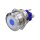 Metzler - Bouton poussoir maintenu 25mm - Illumination ponctuelle LED Bleu - IP67 IK10 - Acier inoxydable - Plat - Contacts de soudage