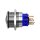 Metzler - Push button latching 25mm - LED Circular Illumination Blue - IP67 IK10 - Stainless steel - Domed - Soldering contacts