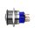 Metzler - Push button momentary 25mm - LED Circular Illumination Blue - IP67 IK10 - Stainless steel - Domed - Soldering contacts