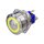Metzler - Push button momentary 25mm - LED Circular Illumination Yellow - IP67 IK10 - Stainless steel - Domed - Soldering contacts
