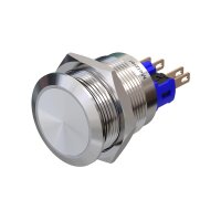 Metzler - Push button latching 22mm - IP67 IK10 - Stainless steel - Flat - Soldering contacts