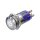 Metzler - Bouton poussoir momentané 16mm - Symbole LED Power Blanc - IP67 IK10 - Acier inoxydable - Plat - Contacts de soudage