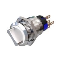 Metzler - Rotary switch 19mm - LED Circular Illumination 230 V White - IP50 IK10 - Stainless steel -  Solder contacts