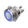 Metzler - Bouton poussoir momentané 19mm - Illumination annulaire LED Bleu - IP67 IK10 - Acier inoxydable - Plat - Contacts vissés