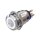 Metzler - Push button latching 19mm - LED Circular Illumination White - IP67 IK10 - Stainless steel - Flat - Soldering contacts