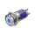 Metzler - Bouton poussoir momentané 16mm - Illumination ponctuelle LED Bleu - IP67 IK10 - Acier inoxydable - Plat - Contacts de soudage