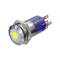Metzler - Push button momentary 16mm - LED Spotlight Yellow - IP67 IK10 - Stainless steel - Flat - Soldering contacts