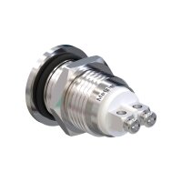 Metzler - Indicator Light 12mm - LED Illumination green - IP67 IK10 - Stainless Steel - Flat - Screw Contacts