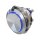 Metzler - Push button momentary 40mm - LED Circular Illumination Blue - IP67 IK10 - Stainless steel - Bipolar - Protruding - Soldering contacts