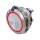 Metzler - Bouton poussoir momentané 40mm - Illumination annulaire LED Rouge - IP67 IK10 - Acier inoxydable - Bi-polaire - Plat - Contacts de soudage