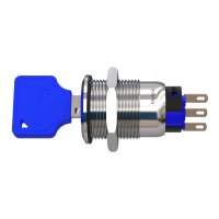 Metzler - Push button latching 19mm - IP67 IK10 - Stainless steel - Key switch - Soldering contacts