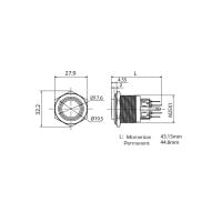 Metzler - Drucktaster 25mm - LED Ringbeleuchtung Gelb - IP67 IK10 - Aluminium - Flach - Lötanschluss